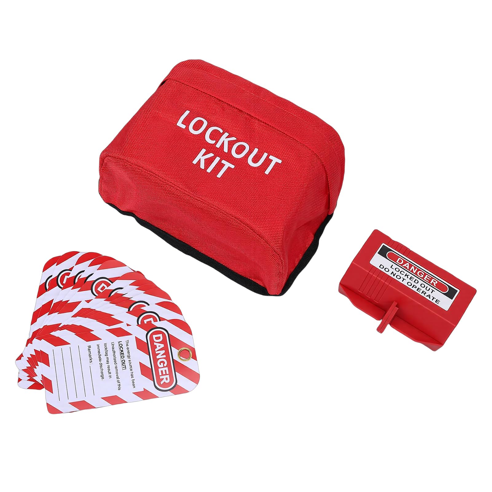 Kit di tag di blocco elettrico, 6 lucchetti con etichette in PVC Borsa di stoccaggio portatile per dispositivi di sicurezza Loto per quadri elettrici industriali