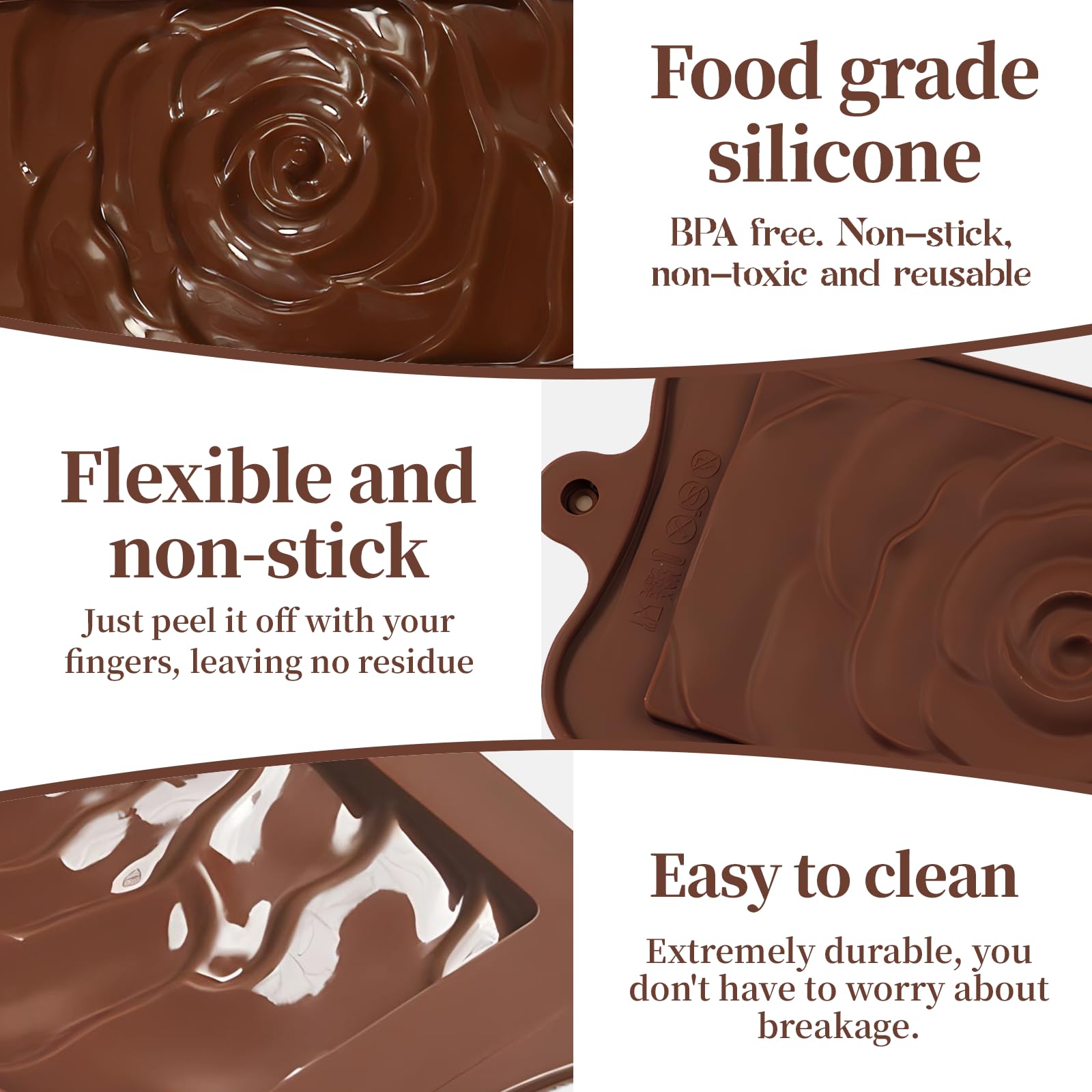 4 Stampi Per Cioccolato In Silicone Alimentare – Formato Tavoletta 24 Cavità, Antiaderenti Per Forno E Microonde, Con Spatola - 2