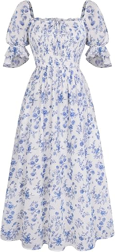 Scarlet Darkness 2026 Summer Floral Dress for Women Cottagecore Smocked Midi Dresses
