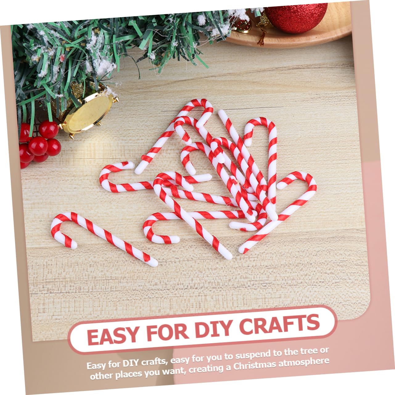 5 Sets Weihnachtsschmuck Zuckerstangen-Dekorationen Roter Christbaumschmuck Spazierstock-Stil Festlich 60 Stück * 5