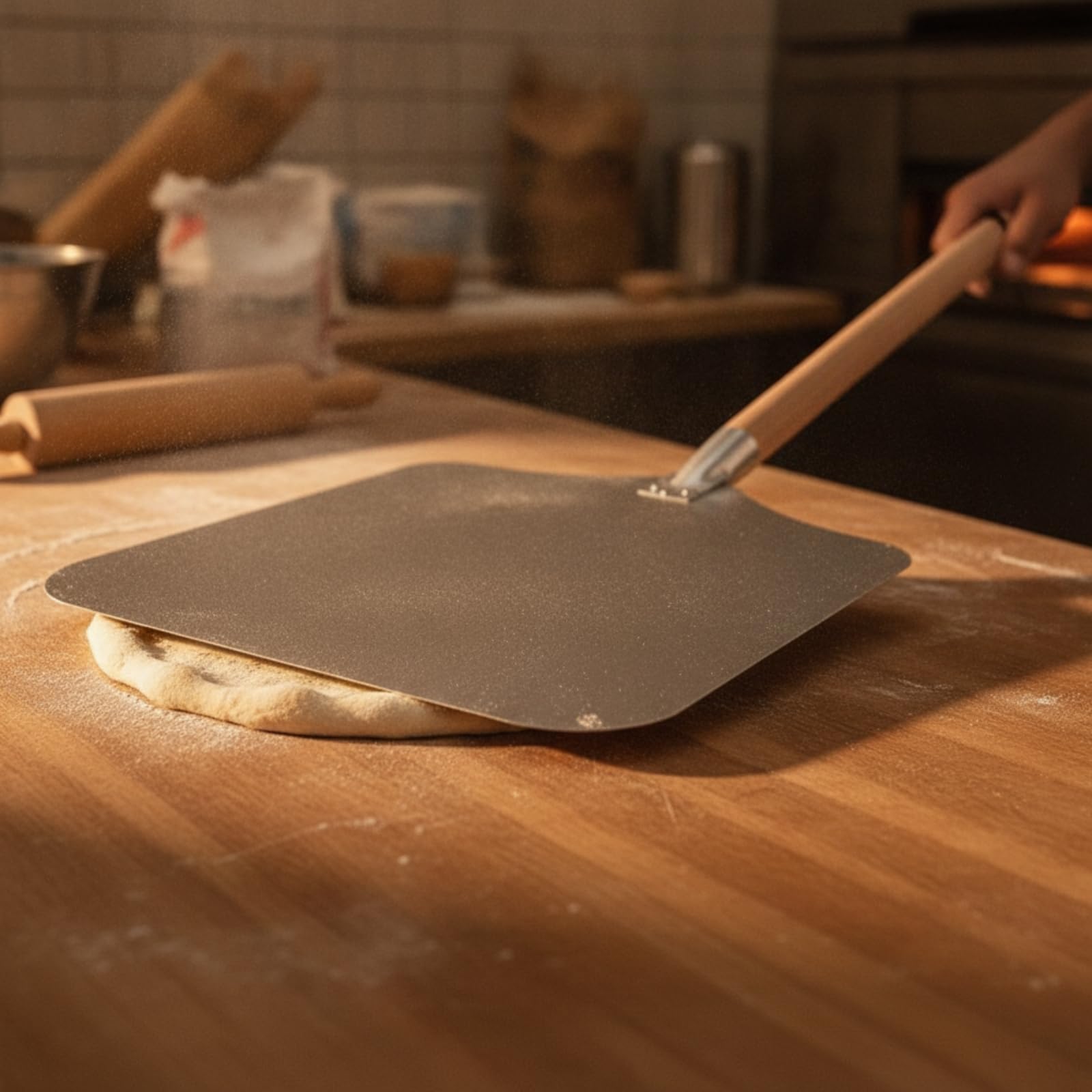 Gralara Pala per Pizza Pizza Quadrata Utensile Salvaspazio per Pizzaioli Amatoriali, Forno Domestico, 14 16 Pollici Lunghezza Totale 138cm