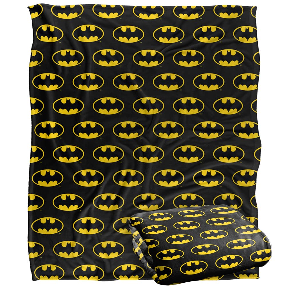 BATMAN Classic Bat Shield Logo Pattern Officially Licensed Silky Touch Super Soft Throw Blanket 152 x 127 cm