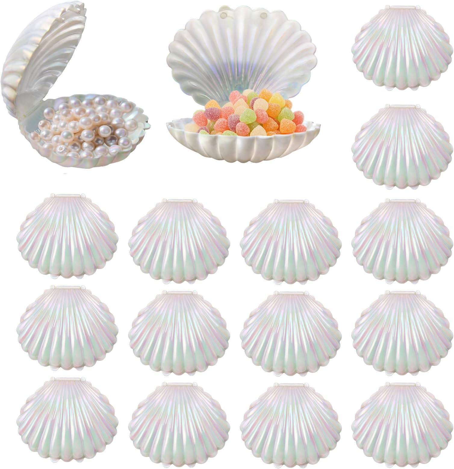 Plastic Seashell Candy Plates,30Pcs Seashell Party Seashell Display Decorations Box Favors, Jewelry Box for Wedding Birthday Shower Decorations