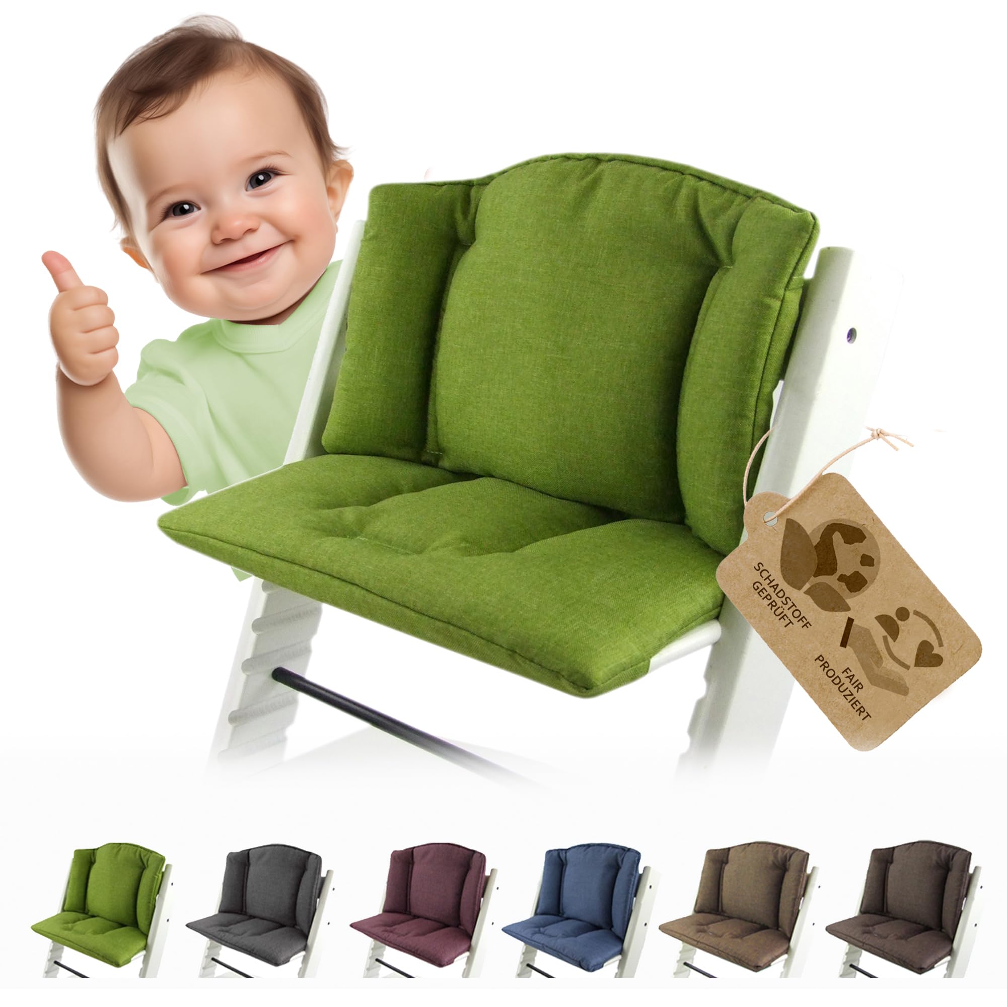 Funda de cojín de repuesto compatible con Stokke Tripp Trapp (verde claro