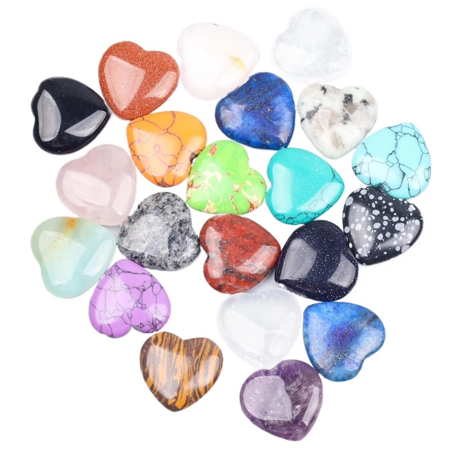 Dekosteine 10/20/30PCS 20MM Herz Form Stein Heilsteine ​​Unregelmäßige Mineral Kies Probe for Haus Garten Decor für Garten(Mix 20 pcs)