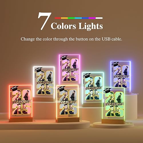 Vista 13 de ALBK Decoraciones de graduación 2025 – Regalos de graduación personalizados, luz nocturna personalizada con nombre de foto, regalos de graduación