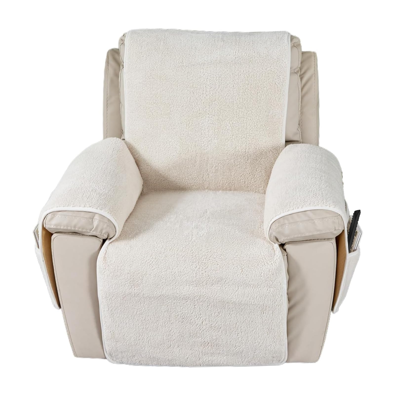 Housse de fauteuil en laine d'agneau blanc crème au design raffiné