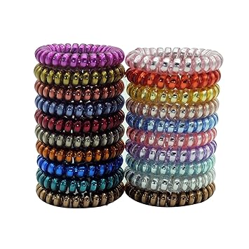 Spiral Hair Ties, Elastic Coil Hair Ties,Phone Cord Hair Ties, No Crease Hair Ties, Fluorescent Series Telephone Hair Ties Colorful Hair Accessories for Women Girl (20 PCS)