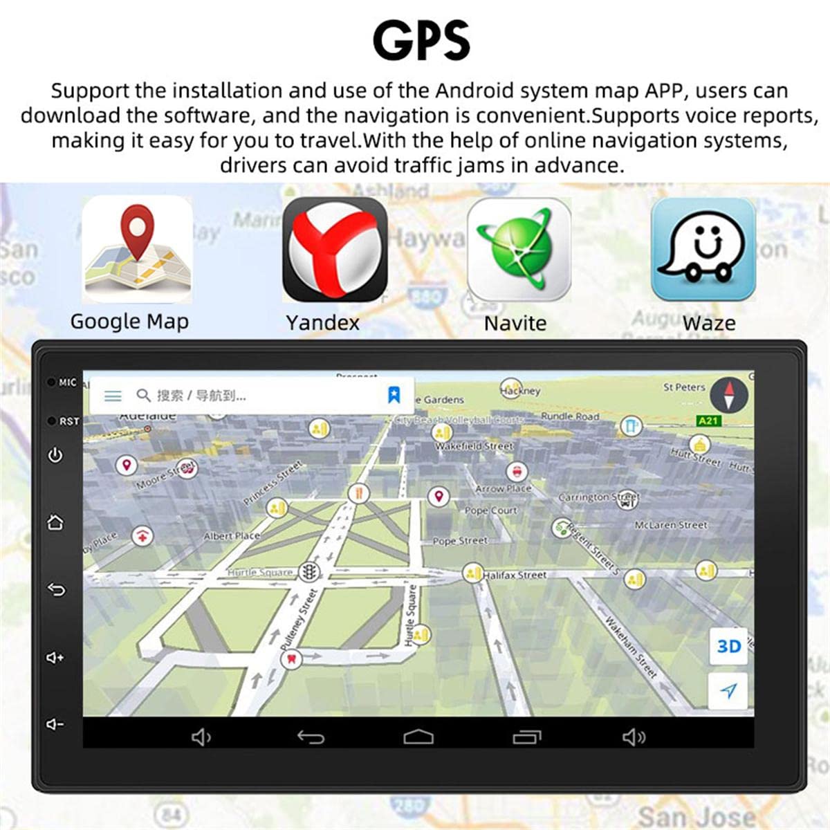 2 Din 7 cal Android Uniwersalny Bluetooth GPS Samochód Nawigacji Stereo Lustro Link FM Wifi Radio Samochodowe Odtwarzacz Multimedialny