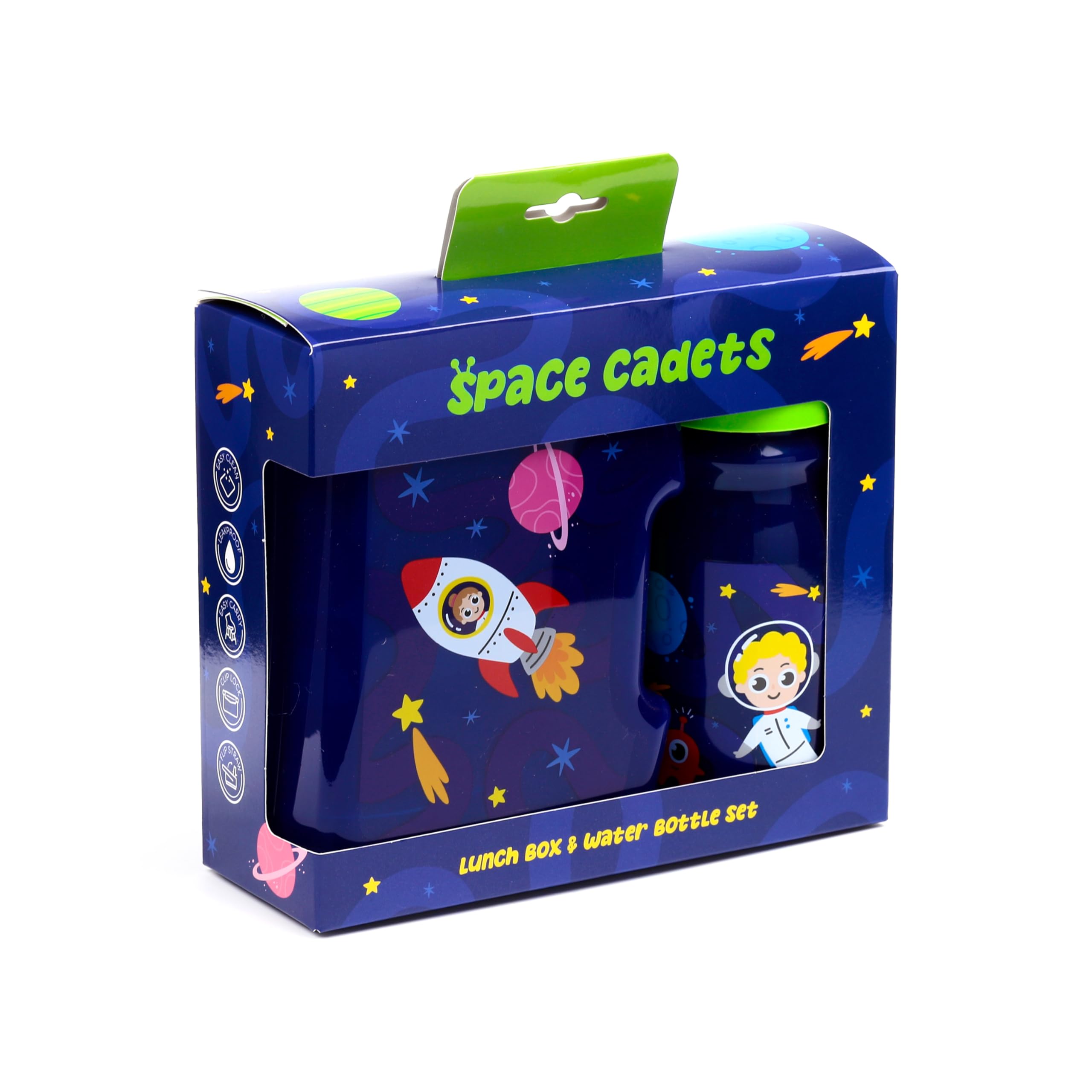 Puckator Space Cadet Lunch Box & Water Bottle Set - Lunchbox with Multi Compartments - Small Food Containers - Lunchbox for Adults and Kids - Girls Boys Lunchbox - Snack Storage