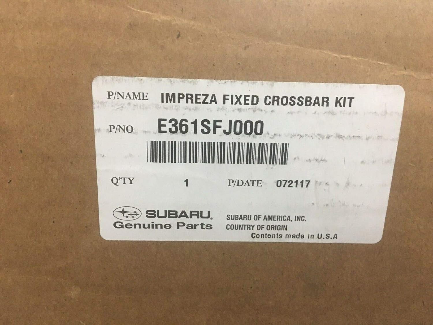 Subaru 2012-2016 Impreza Fixed Roof Rack Kit Cross Bar Set E361SFJ001 Genuine OEM