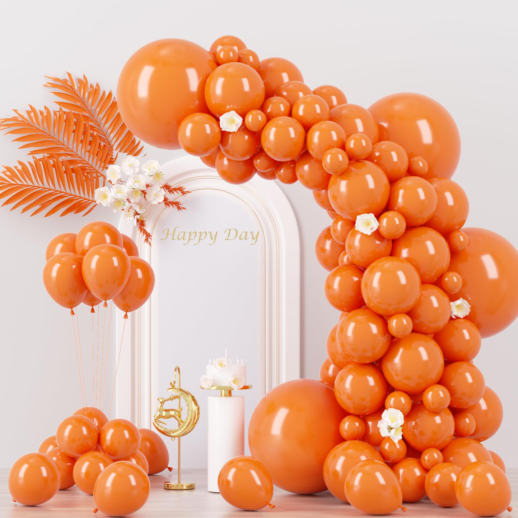 Voircoloria 130pcs Orange Balloons Garland Arch Kit, 18 12 10 5 Inch