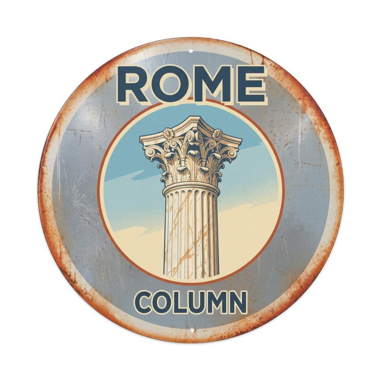 Rome Italy Roman Heritage Travel Marble Vintage Metal Tin Sign