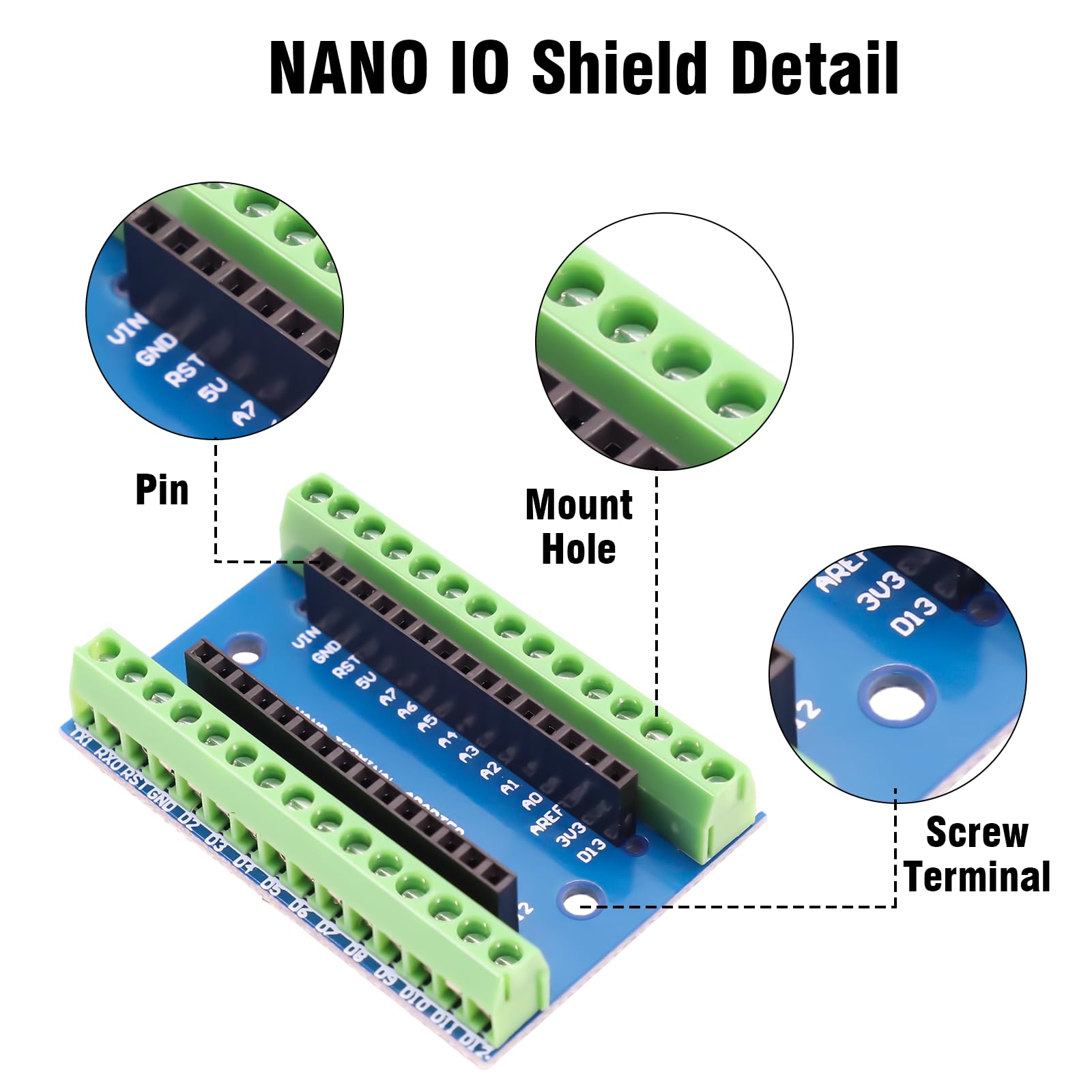 Nano Scheda di Estensione RUIZHI 2 pezzi Scheda di Estensione Adattatore Nano per Piastra con Connettori a Vite compatibile con Arduino
