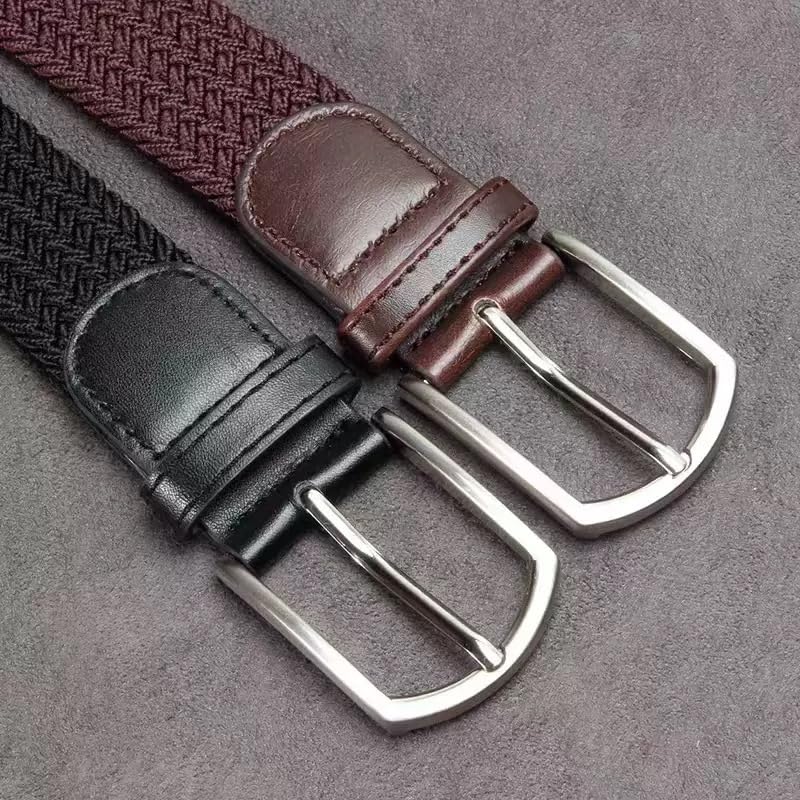 Elastic Nylon Casual Knitted Jeans Belt Pin Buckle Belts for Men Women Woven Canvas Expandable Stretch Waistband3