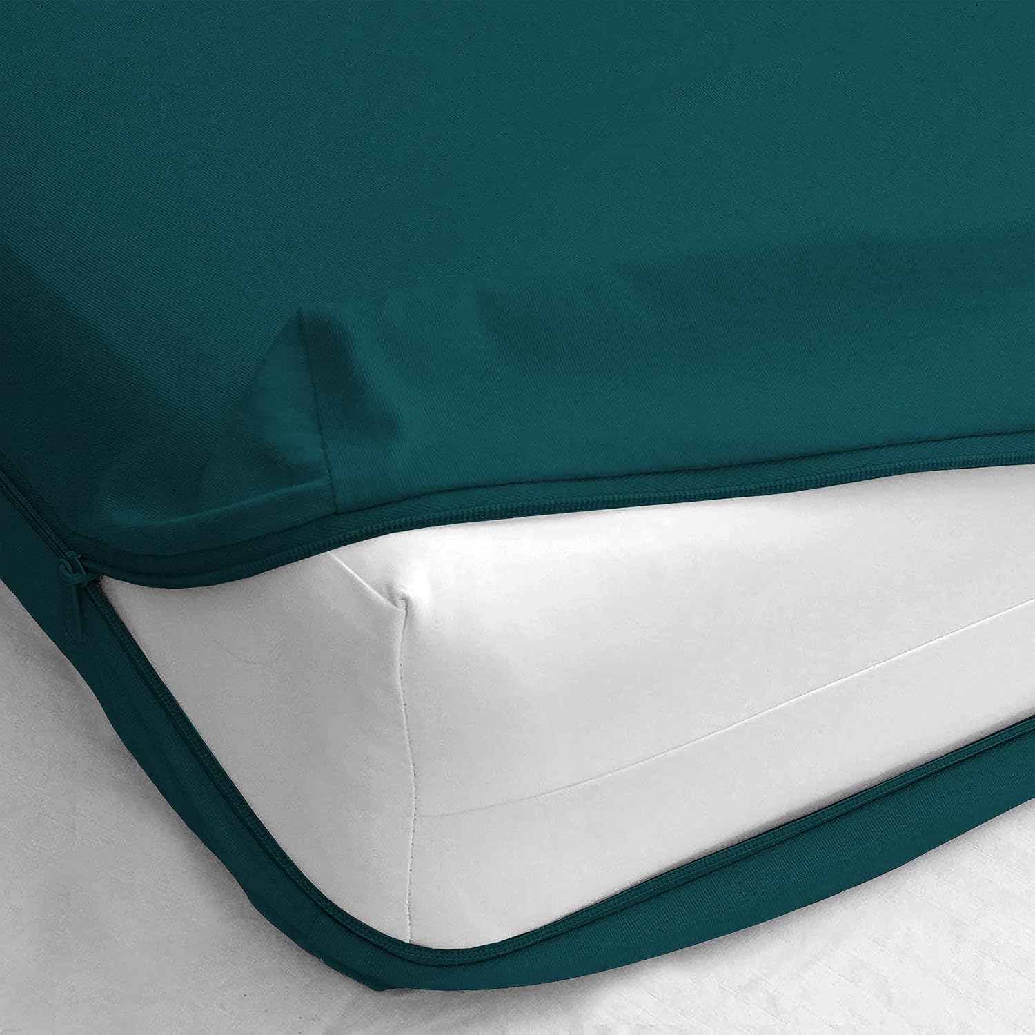 Dreamly Linen - (78 x 72) King Size Mattress Protector Waterproof All 6-Sided Teal Blue Mattress Cover for King Bed Size Upto 8 Inch Drop Mattress Encasements-image-37