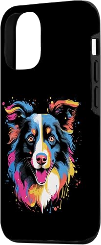 Miniatura 2 de Funda de diseño retro con salpicaduras de color arcoíris para iPhone 1212 Pro Border Collie