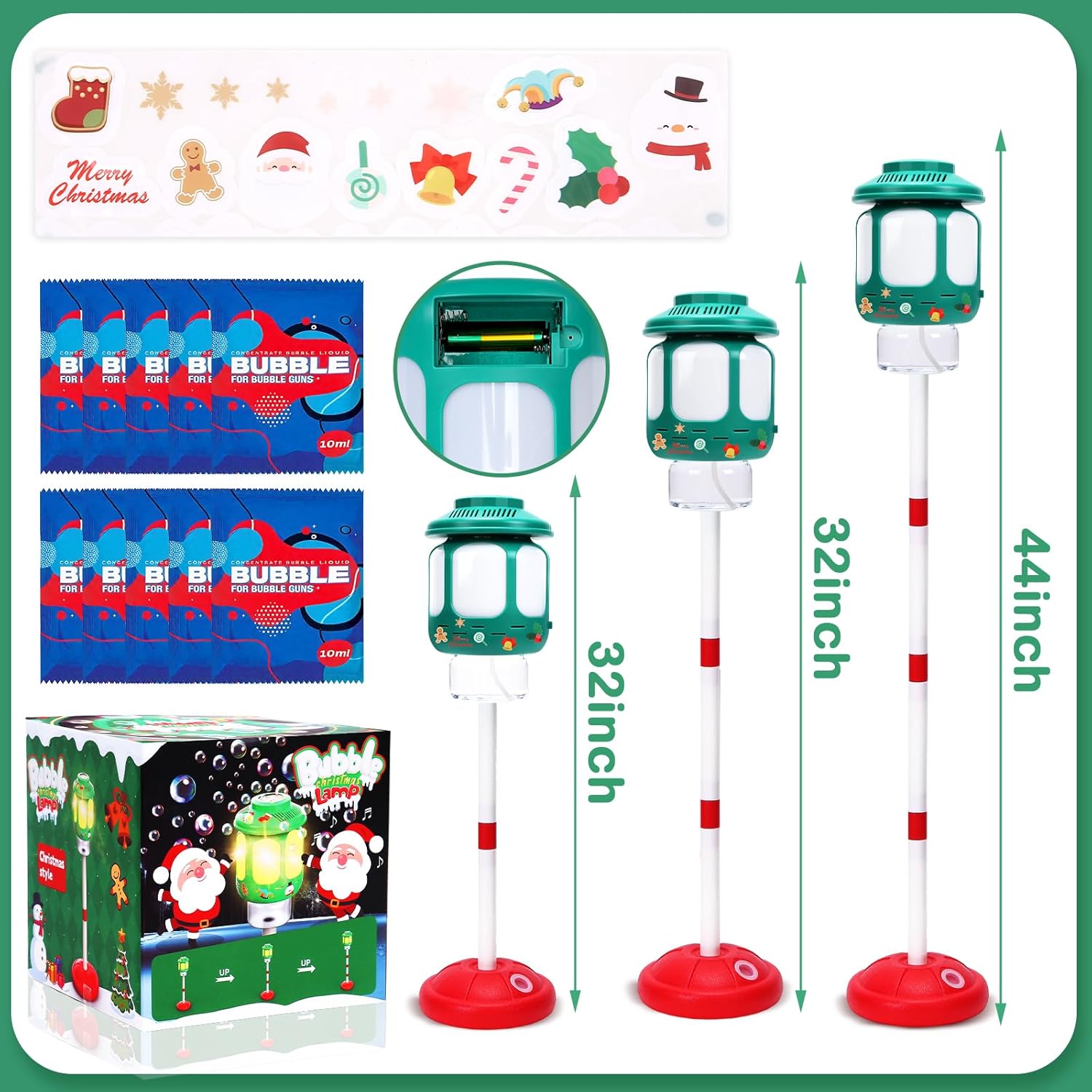 Tiki Torch Bubble Machine Maker Stand, Adjustable Height Magical Bubble Torch Garden Lamp Rechargeable Automatic Endless Bubble Fun for All (Xmas)