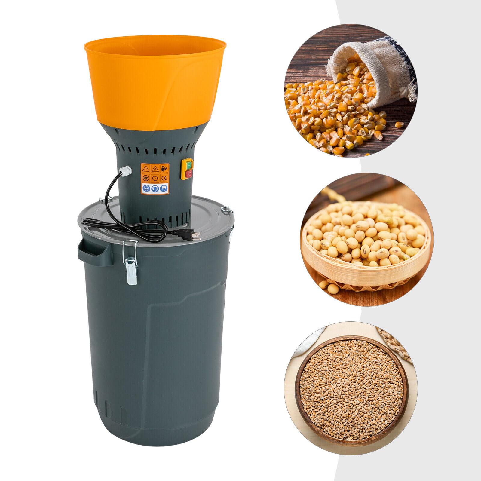 Molino de cereales eléctrico de 220 V con embudo y bandeja de recuperación, molino agrícola 400 kg/h con 5 tamices de molienda para arroz, maíz, cereales, café, trigo