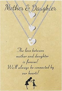 Chris.W Mother's Day Gift Daughter Necklace, Heart Matching Pendant Jewelry Set, Mother's Day Birthday Meaningful Love Gifts, Mom Necklace from Daughters Sons, Grandma Generation Gifts for Girls Women