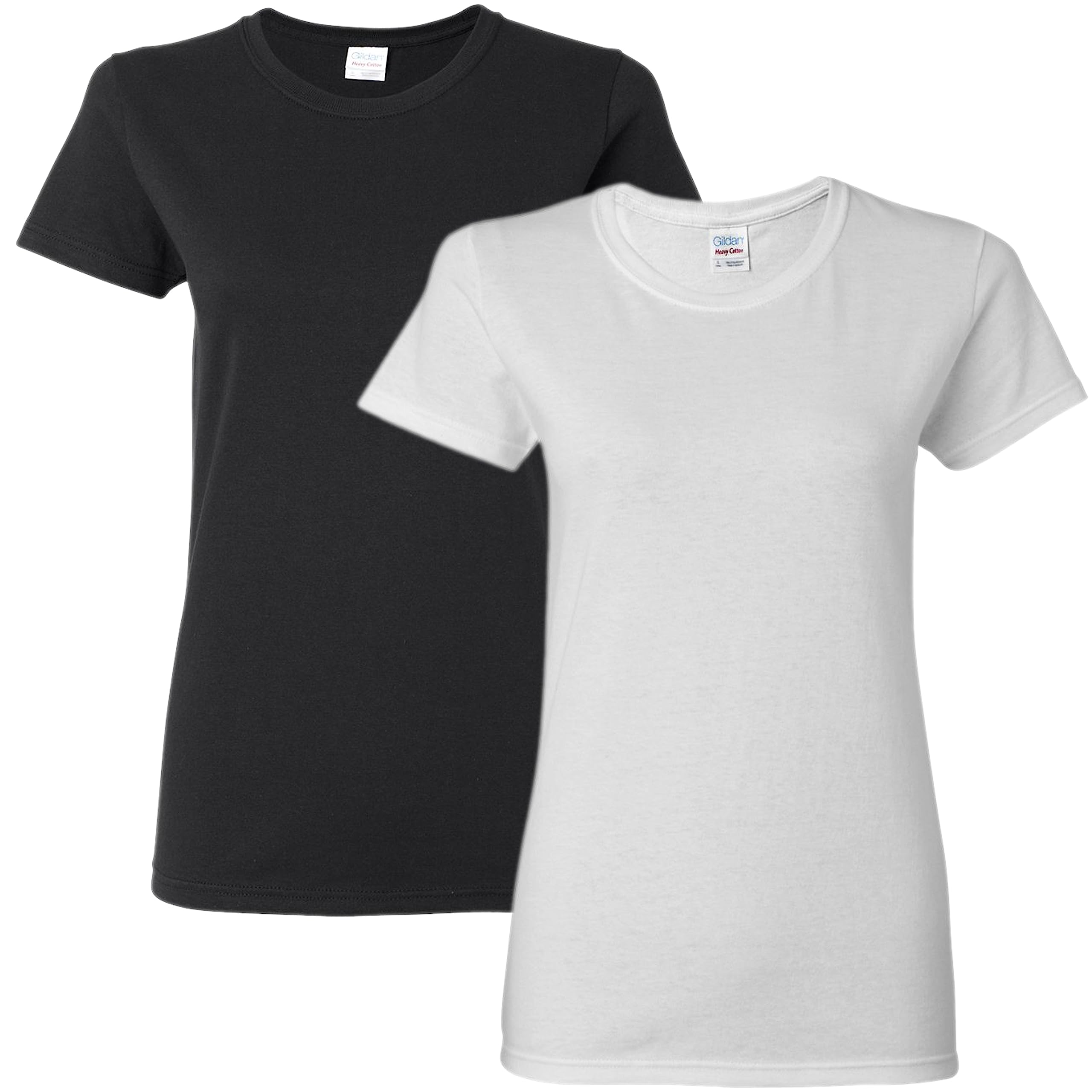 Gildan Camiseta de algodón pesado para mujer, estilo G5000L, paquete de 2, (Negro/Blanco), XX-Large