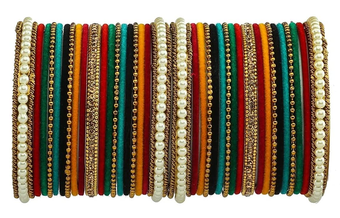 T4 Jewels Gold Plated Beautiful Fashion Jewellery Brass Metal Bangles Set For Women & Girls (Set For 2 Hand)_Multicolour_2.6 (B0BBXPQCK5) Amazon Price History, Amazon Price Tracker