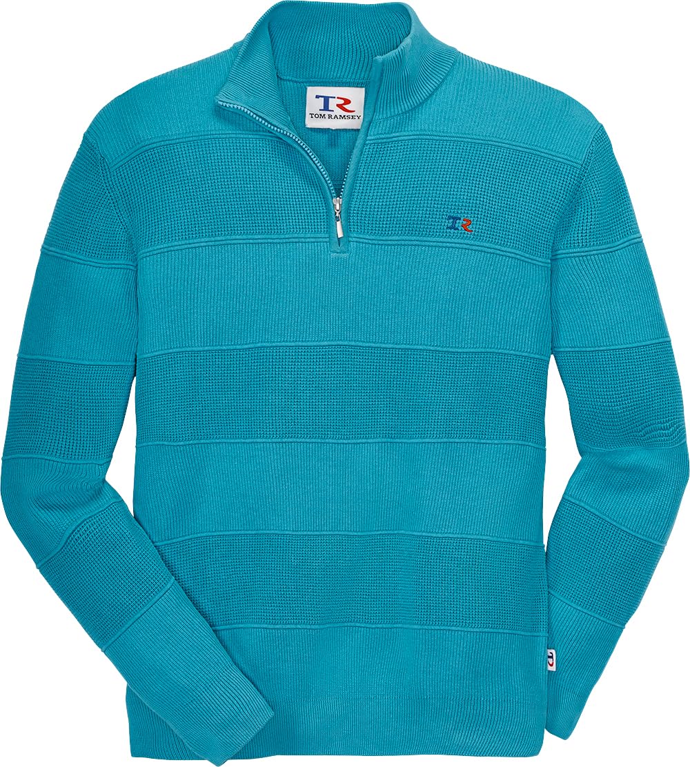 Tom Ramsey Pullover Herren, Strickpullover aus 100% Baumwolle, Troyer Herren mit Stehkragen und Reißverschluss, Pflegeleichtes Sweatshirt, Gr. M – 3XL