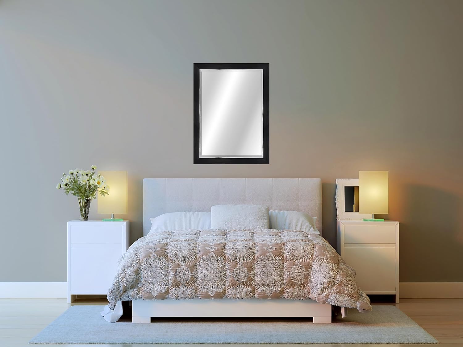 Craig Frames Black and Silver Wall Mirror for Bathroom, Living Room, Vanity, Horizontal or Vertical Wall Hanging, 22x28 Inch