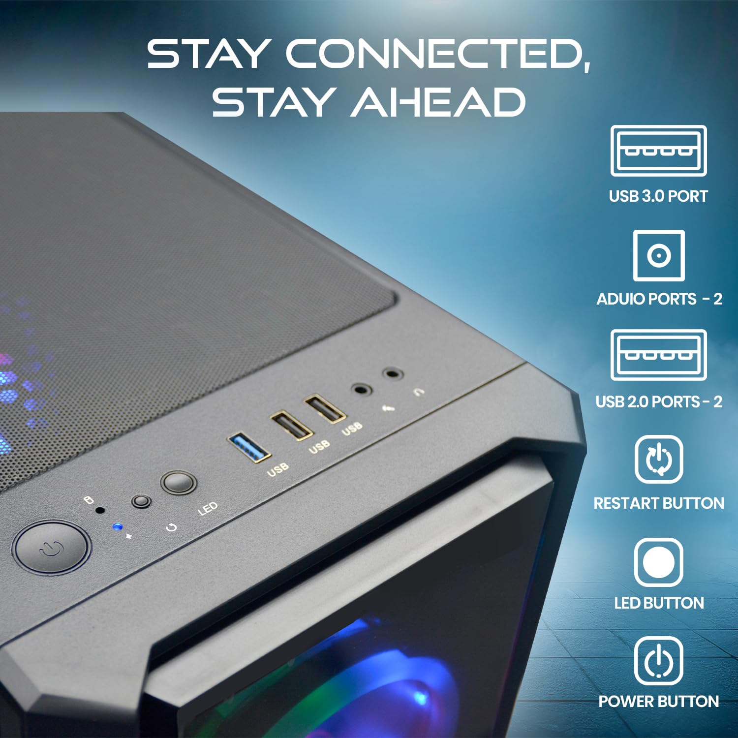 Gaming Tower Desktop PC - GeForce RTX 3060 12GB GDDR6, Intel Core i3 Processor 3.6GHz, 32GB DDR4 RAM, 2TB SSD, WiFi Ready, HDMI, Windows 11 Pro - Breeze