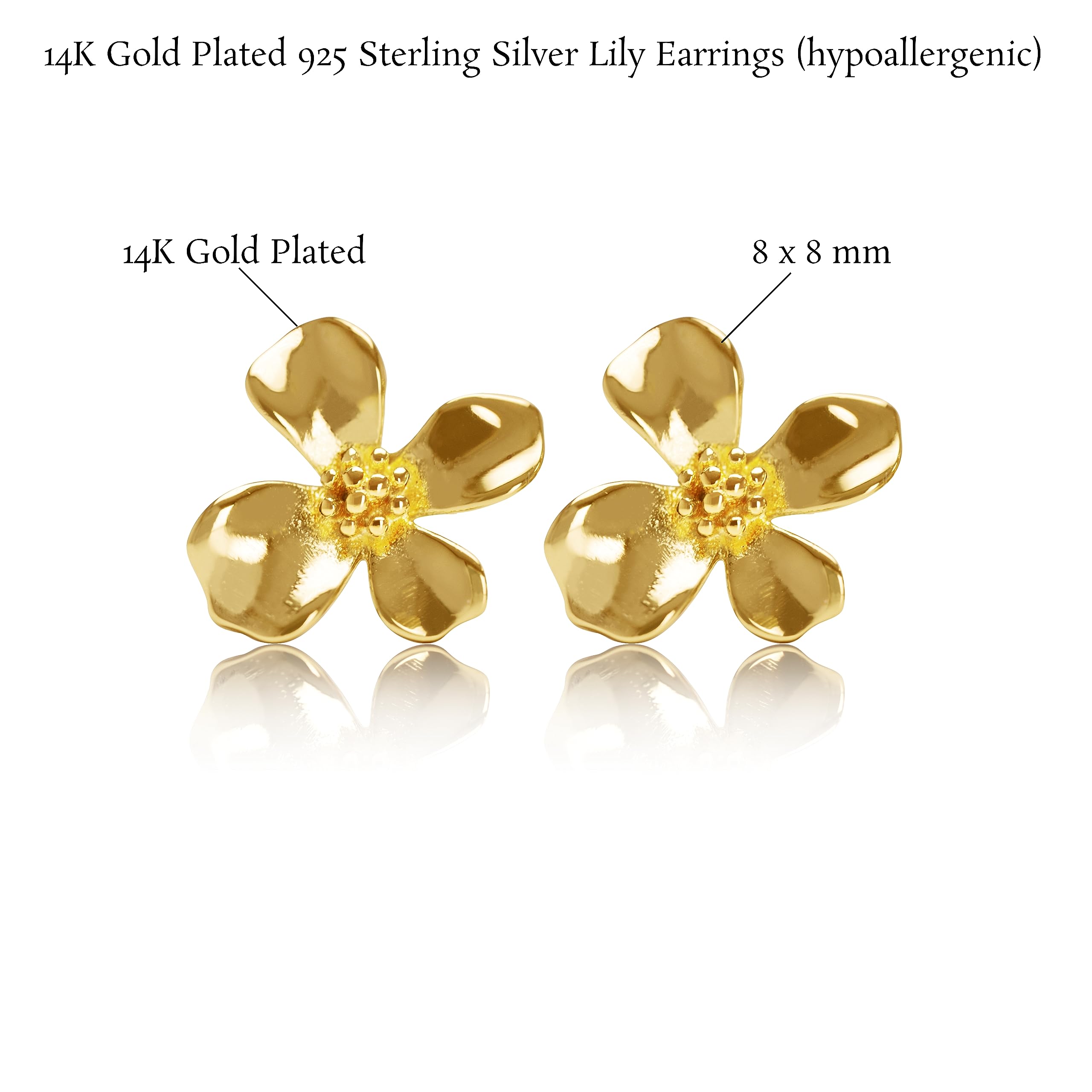 Finatso Sterling Silver Lily Earrings (Yellow)