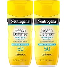 Neutrogena Sunscreen Lotion Beach Defense SPF 50, Face and Body Sunscreen, Hawaii Reef Act 104 Compliant, Octinoxate & Oxybenzone Free, Oil Free, Fast Absorbing Sun Care, 6.7 fl oz Pack of 2