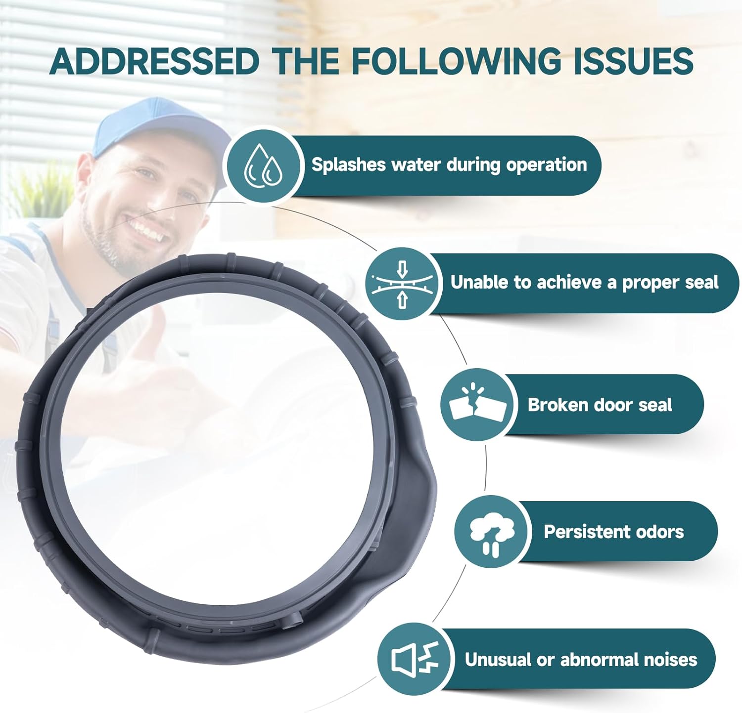 DC64-03788A Washer Door Boot Seal for Samsung Washing Machine, Washer Door door seal Replacement Part with DC64-03788 washer door boot spring clamp and Spring Expansion Tool