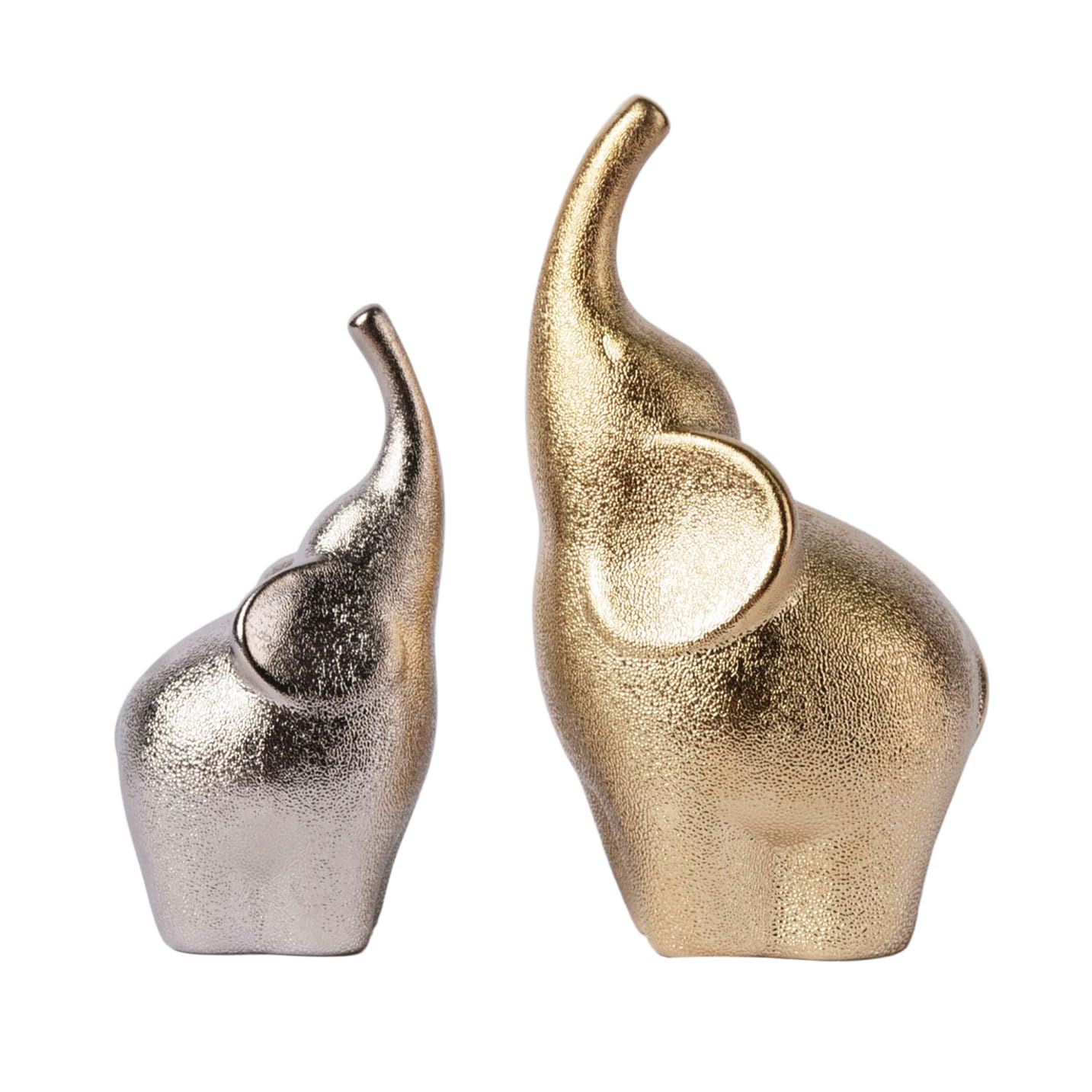 HAUCOZE 2pcs Statue Elefante Scultura Animale Figurina Moderna Decorazione Mensola Arte Regalo per Scaffalf Scrivania Soprammobili Ceramica 20cm