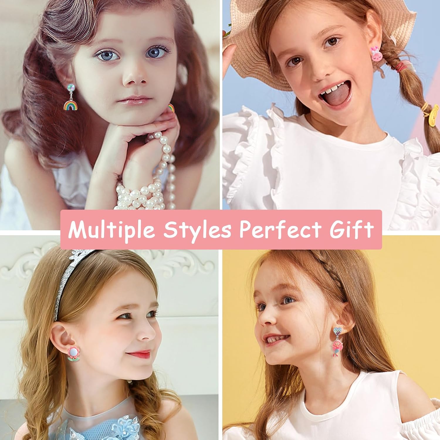 DEVIENG Clip On Earrings Hypoallergenic Clips Earrings Sets Suitable for Ages 4-12 Little Girls, Cute Small Clips On Earrings Jewelry Gifts Set image 5