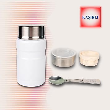 750 ml Paslanmaz  elik Yemek Termosu- elik Ka kl ,Beyaz