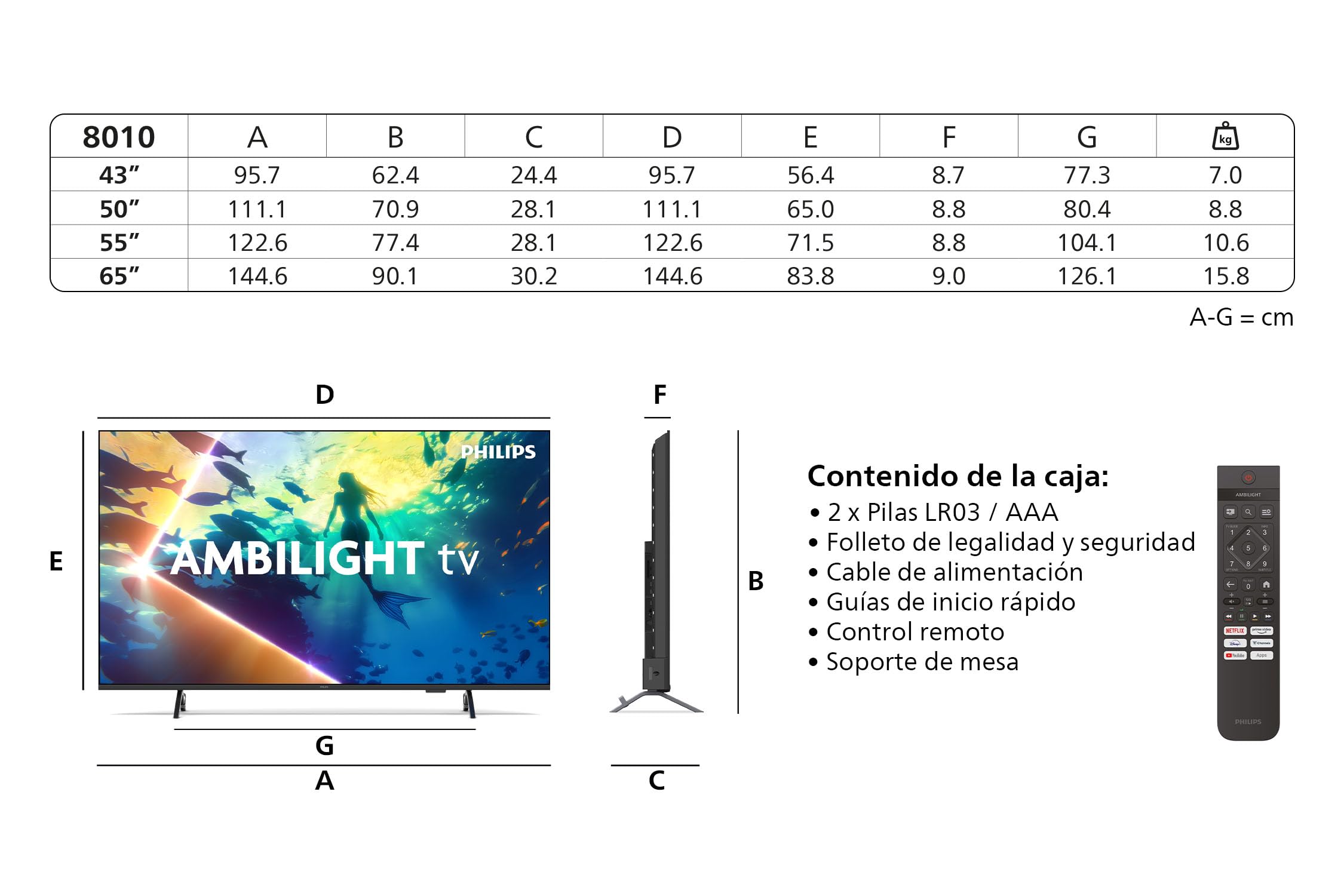 Philips Ambilight 50PUS8010 4K LED Smart TV - Pantalla de 50 Pulgadas con Plataforma Titan OS, Pixel Precise Ultra HD y Sonido Dolby Atmos - Funciona con Alexa y con el Asistente de Voz de Google