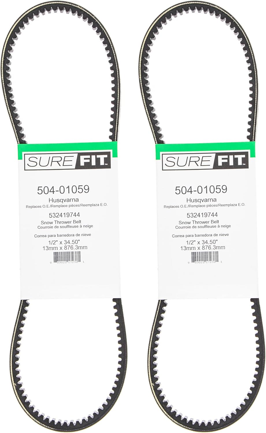SureFit Traction Drive Belt Replacement for Husqvarna 532419744 10527SB 1130SB 11524HVX 924 ST230 Snow Blower 2 Pack