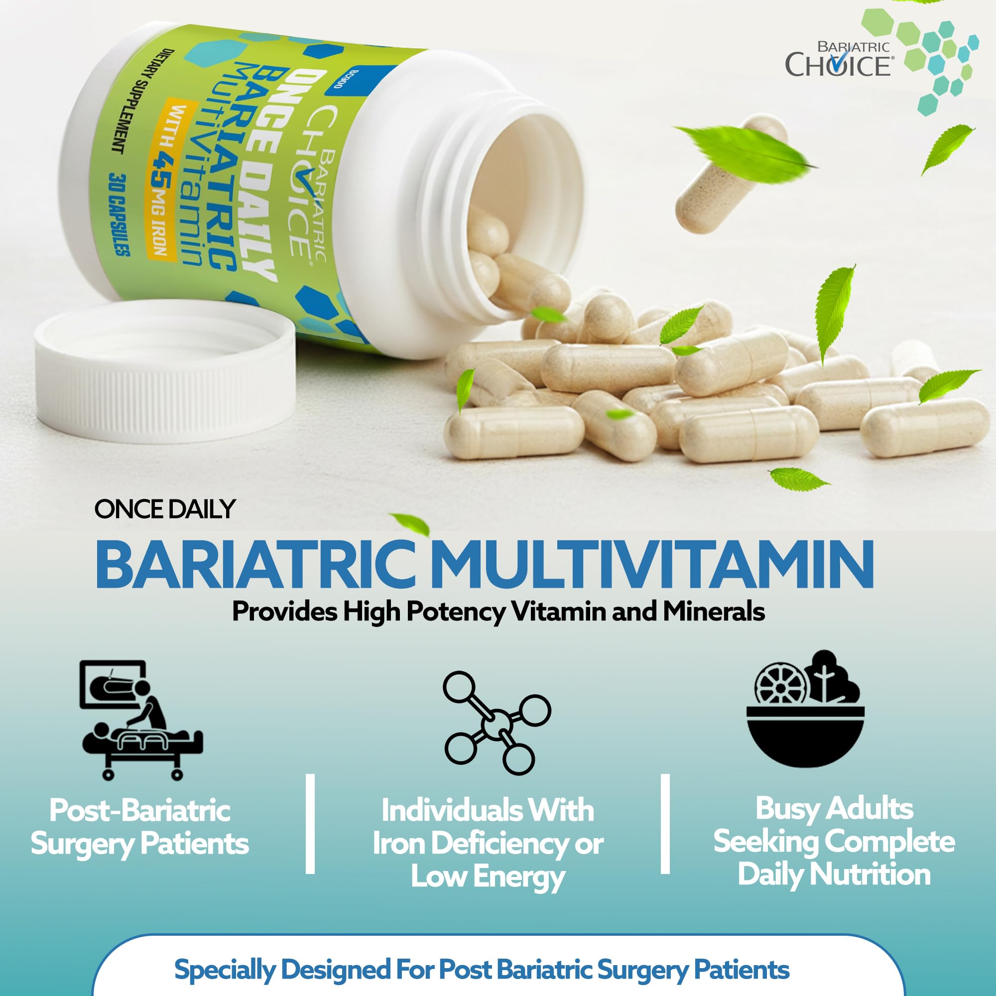 Bariatric Choice Once Daily Bariatric Multivitamin with Iron 45mg, 1 Month — Amazon image 4