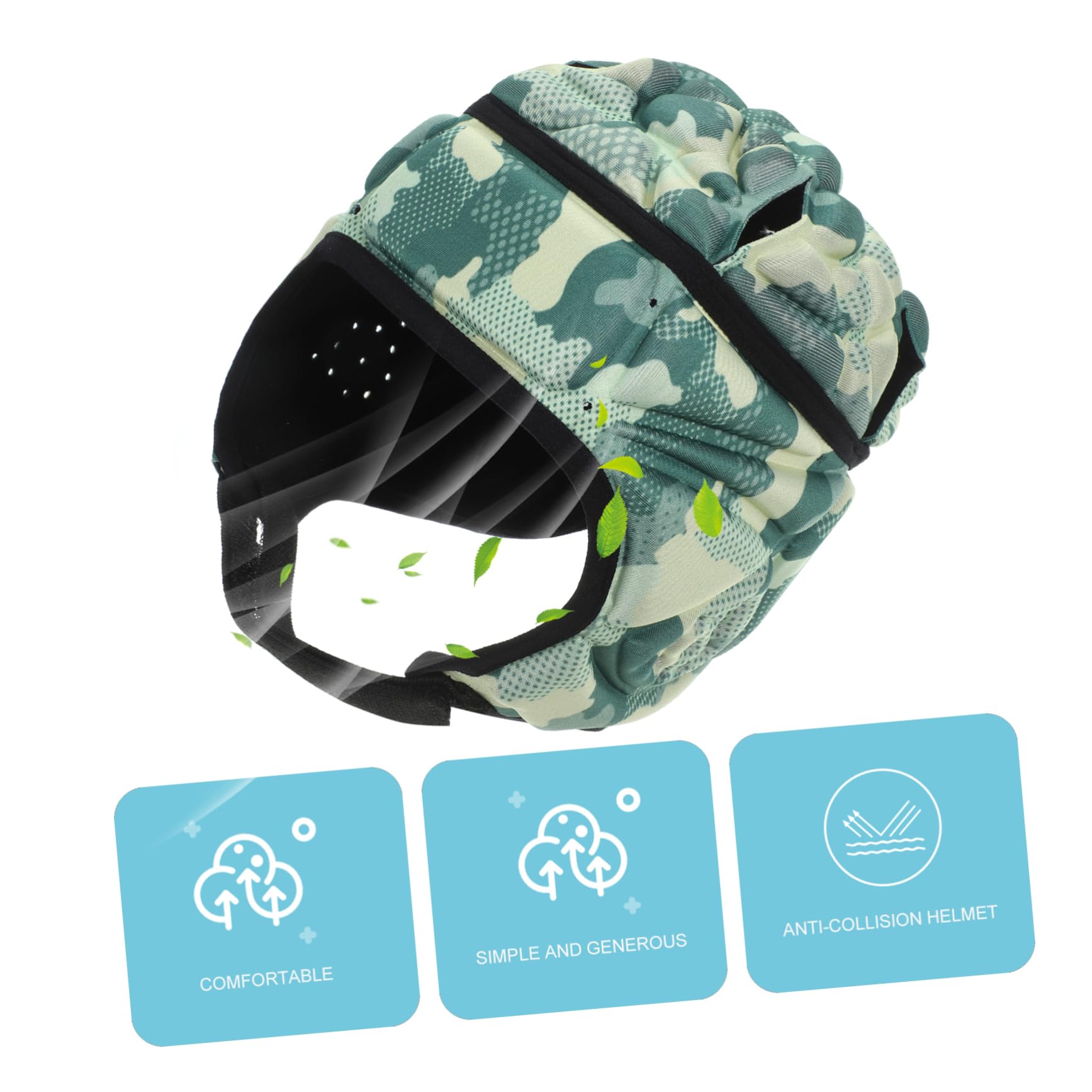VANZACK 2piezas Casco De Rugby y Ligero para Fútbol y Deportes Al Aire Protección para Niño Niña y Adultos Camuflaje