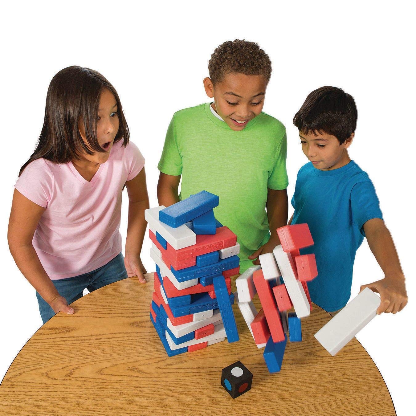 S&S Worldwide Giant Patriotic Tumbling Timbers. Oversized Version of Popular Stacking Game with Lightweight Hollow Plastic Blocks. 50% Lighter Than Wood! Includes Bag and 54-6