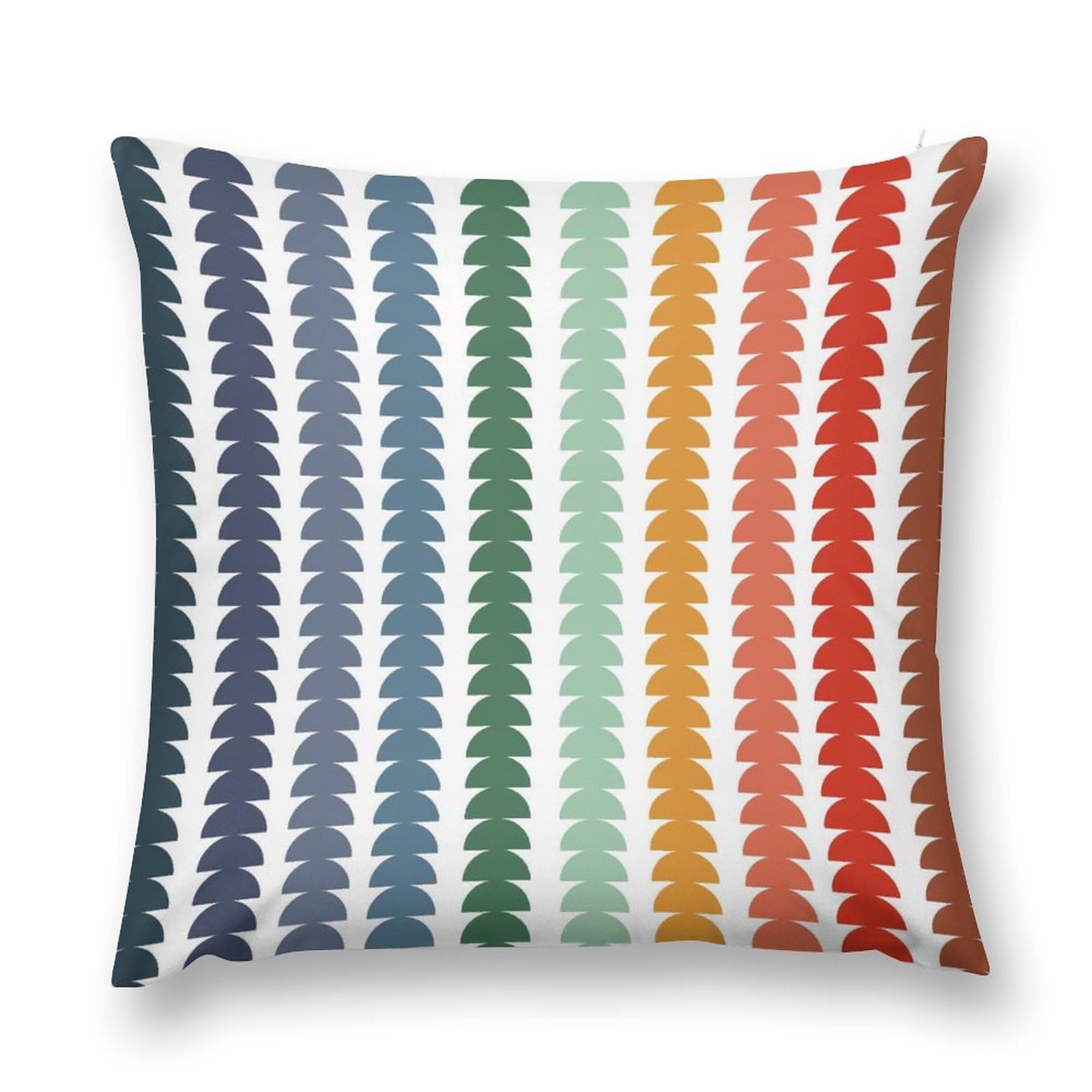 Vintage Rainbow Throw Pillow Cover Neutral Mid-Century Modern Art Couch Sofa Pillowcases Boho Abstract Geometric Cushion Case for Farmhouse Home Bed 18x18inch
