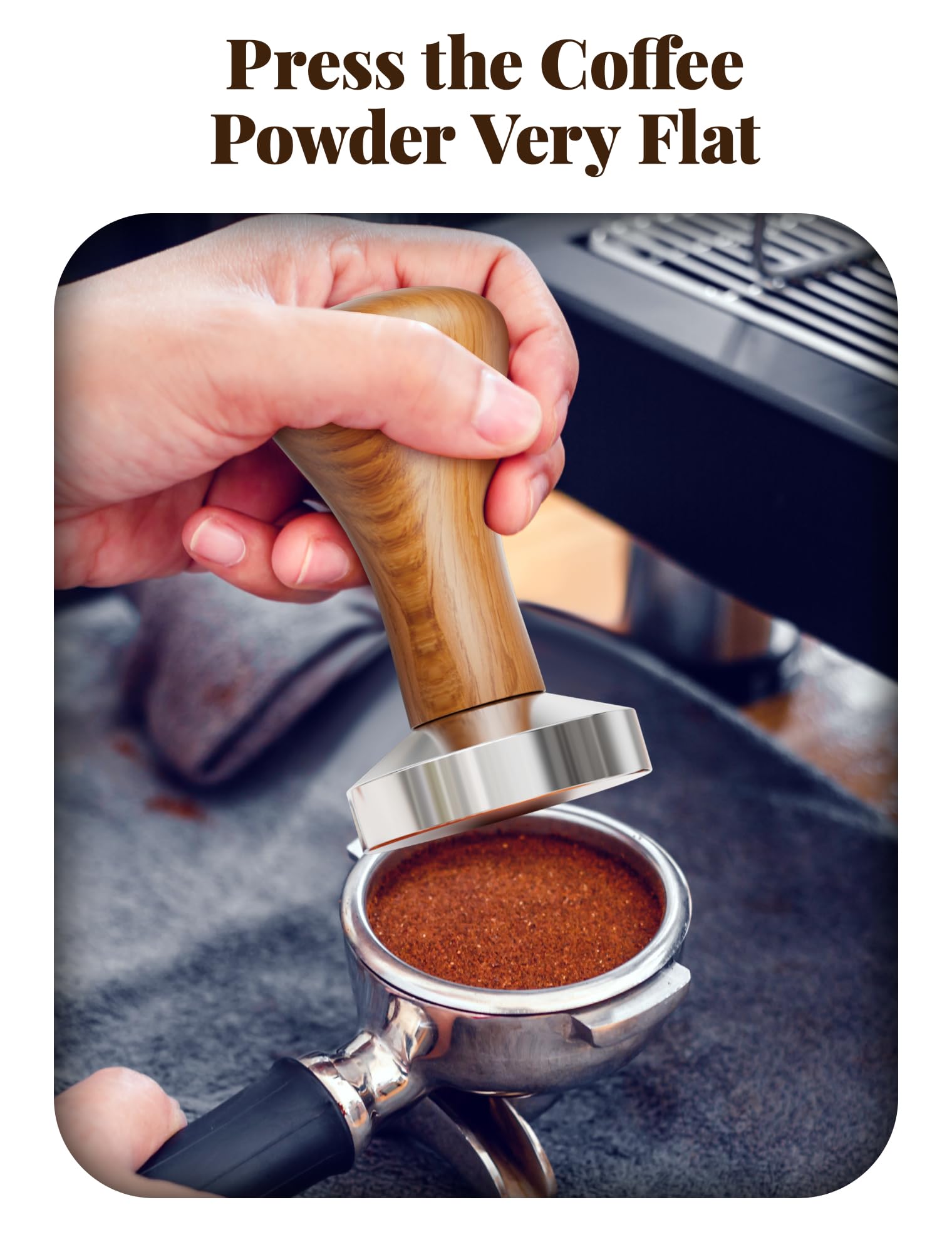 Pressino Espresso Professionale Tamper Per Caffè 51 Mm - Pressino Professionale Con Manico In Legno E Base Staccabile | Cuscinetto In Silicone Anti-scivolo Per Caffetterie E Casa Lavazza Desea