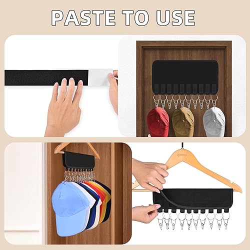 Miniatura 7 de Organizador de sombreros para gorras de béisbol ganchos para sombreros para armario 1 paquete de perchero para habitación organizador de gorras de