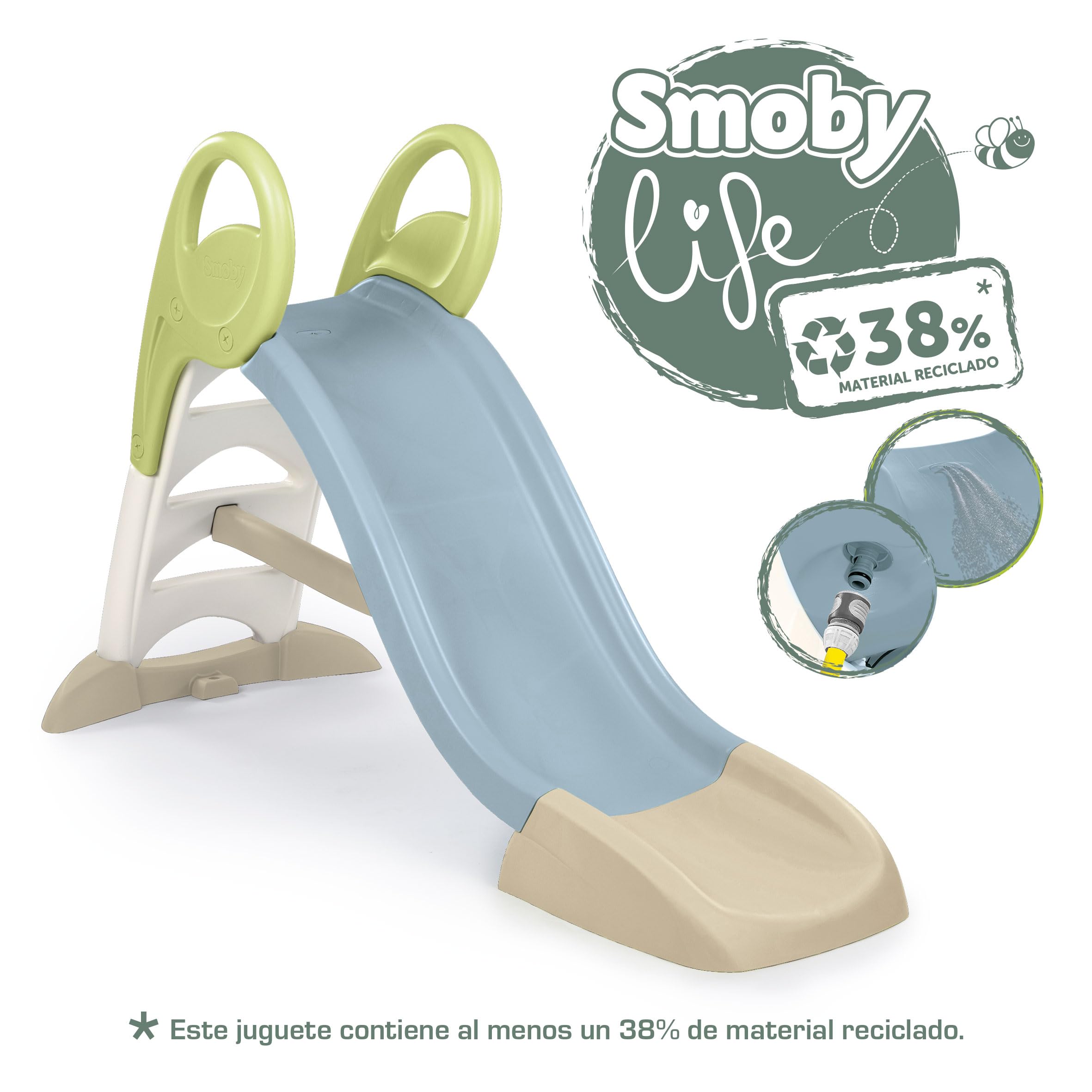 Smoby Life Rutsche 1,50 Meter mit Wasseranschluss Recycling-Anteil für Kinder ab 2 Jahren