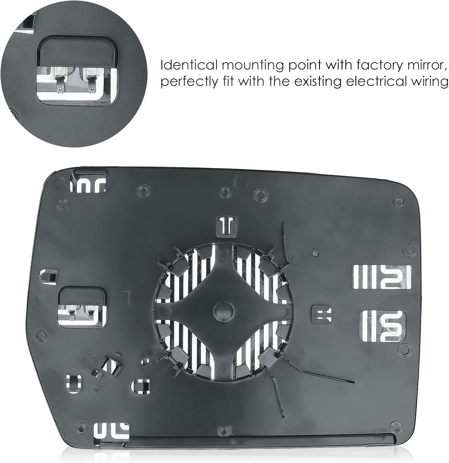 Driver Left and Passenger Right Side Heated Mirror Glass Compatible with 2004-2014 Ford F-150, Side View Exterior Mirror with Rear Holder, Replacement for 4L3Z-17K707-DB 4L3Z-17K707-DA