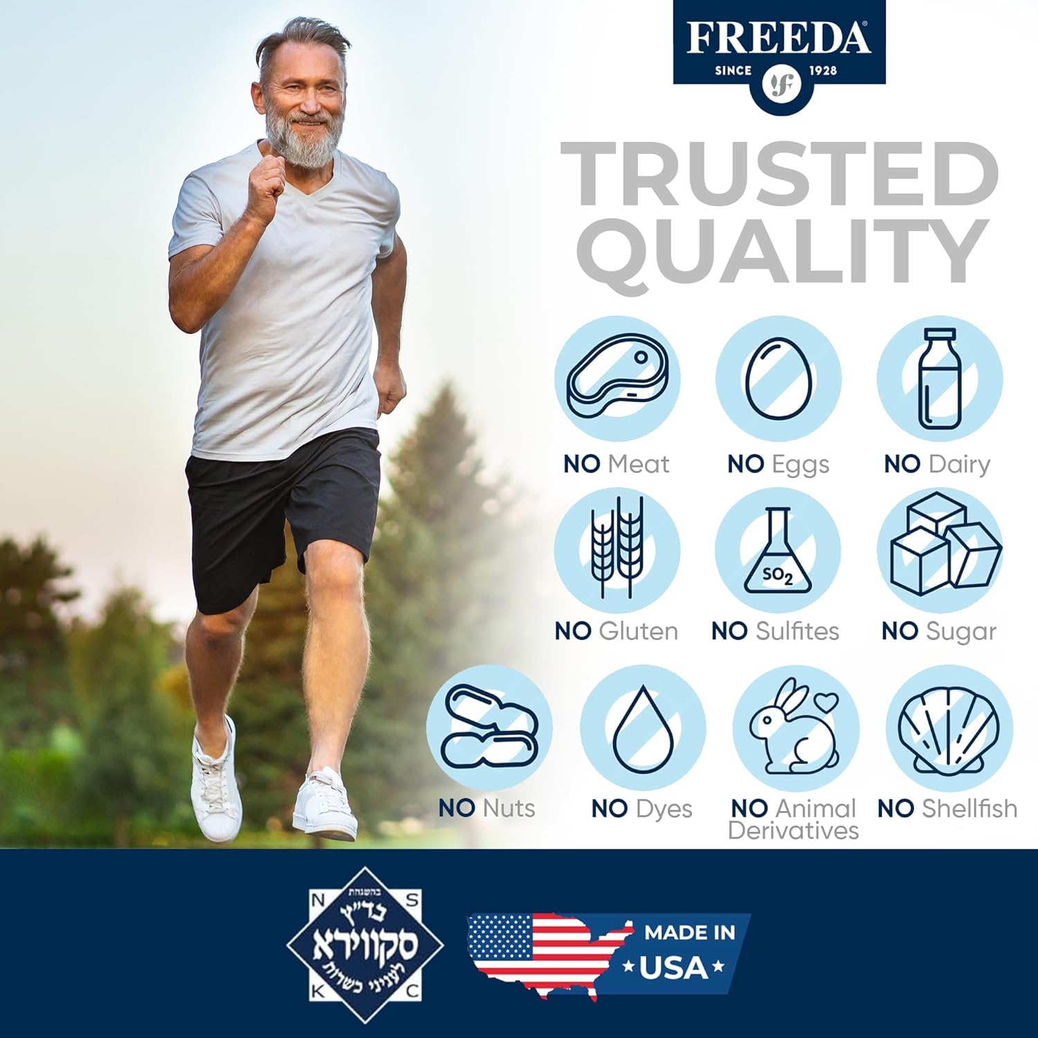Freeda Magnesium Glycinate | High Absorption Chelated Magnesium | No Oxide | Supports Sleep, Muscle & Nerve Function | Non-GMO, Vegan, Kosher | Gentle on Digestion | 180 Capsules