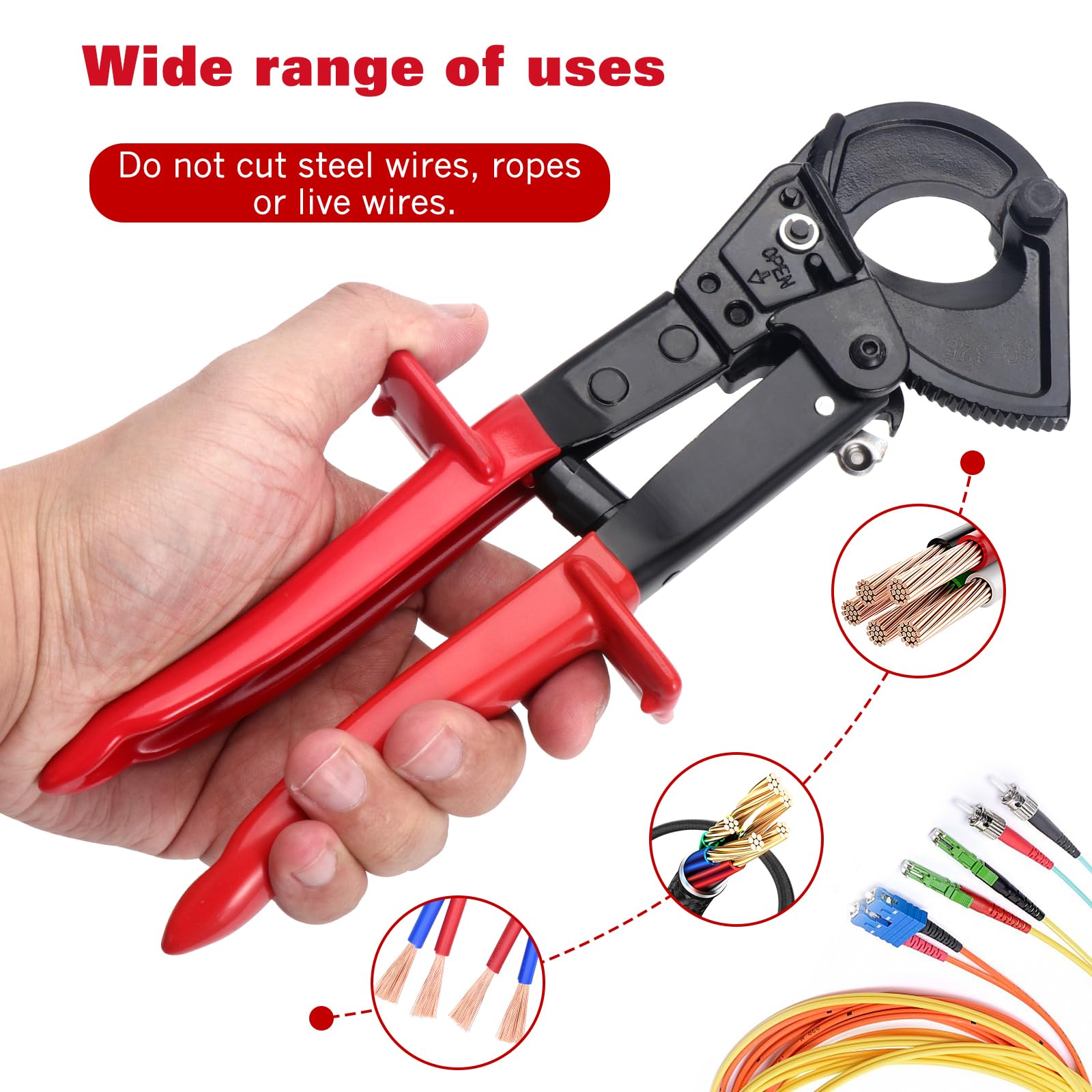 Cortador de Trinquete y Carraca para Cables de Cobre y Aluminio - Corte Hasta 325 mm²