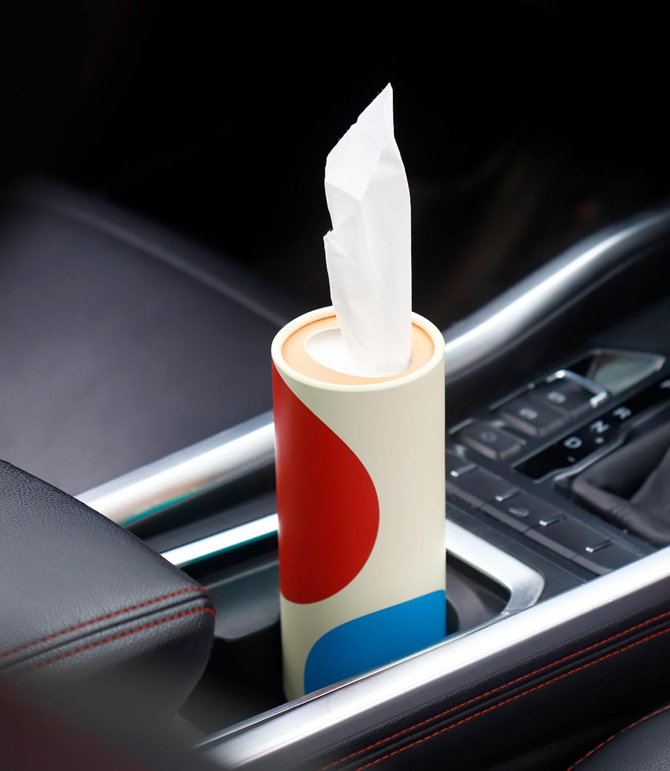 Small Car Tissues Holder with Facial Tissues - 4PK - Tisses for Car Travel Tissue Tubes Box Container for Car Cup Holder Car Tissues Cylinder
