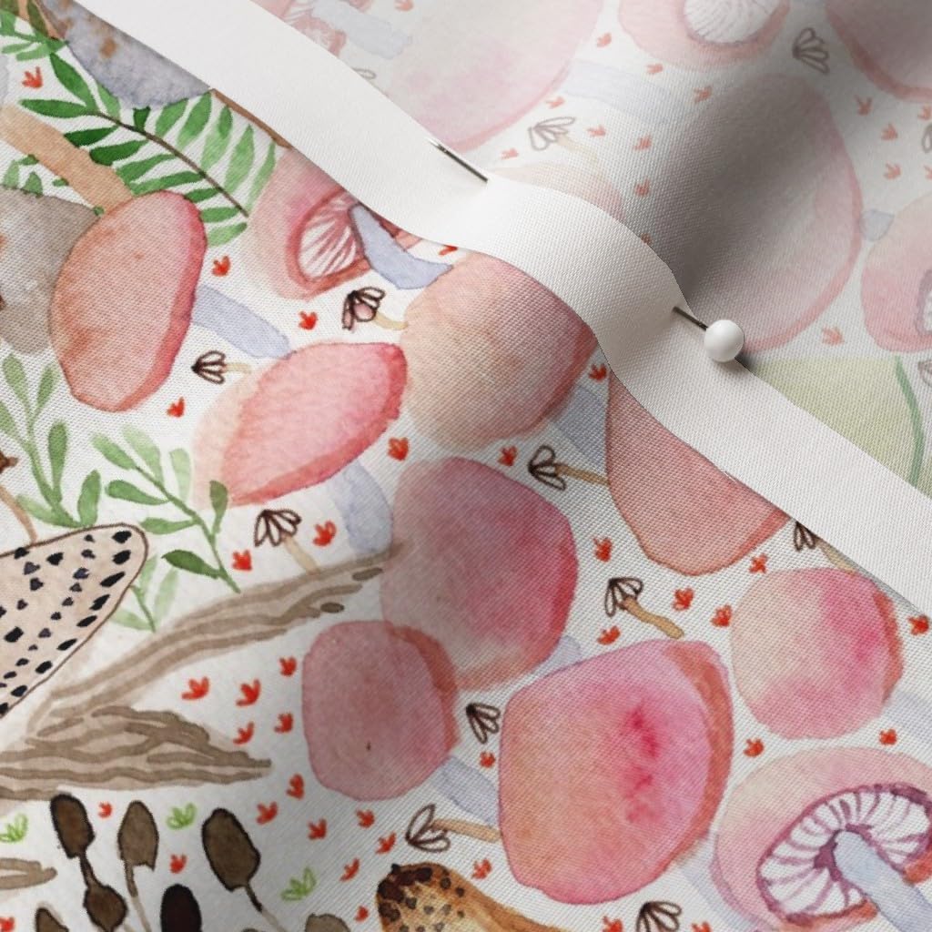 Spoonflower Fabric - Woodland Bunny Frog Mouse Foliage Fox Mushrooms Mushroom Toadstools Printed on Cotton Poplin Fabric by The Yard - Sewing Shirting Quilting Dresses Apparel Crafts