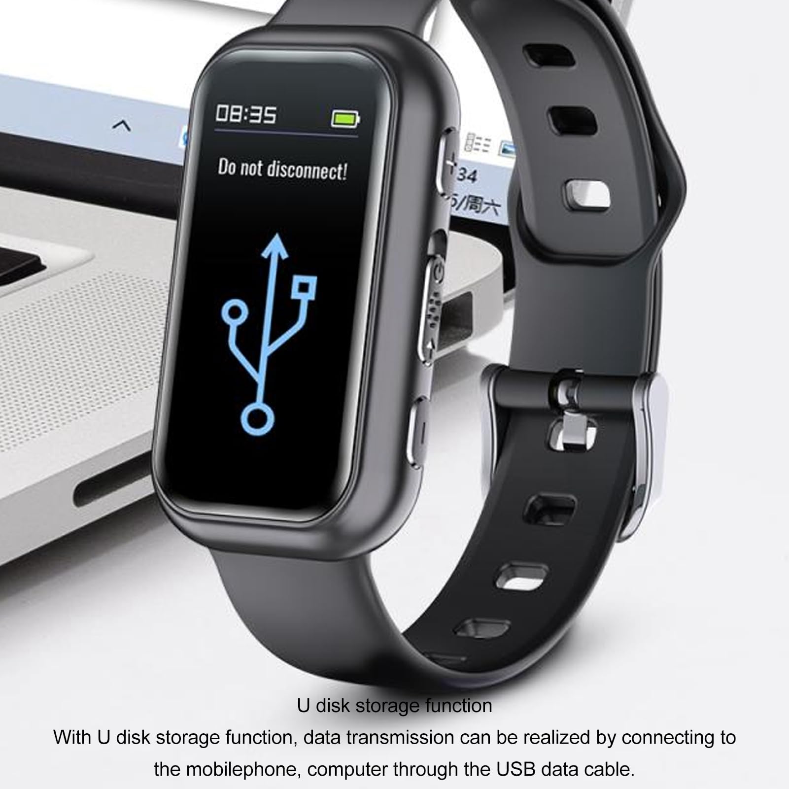 Reloj con Grabadora de Voz, Pulsera con Grabadora Digital Reloj con Grabadora de Voz Reducción de Ruido HD Reproductor de MP3 Cifrado de Archivos Grabadora Activada por Voz Reloj